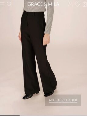 Grace & Mila Paris SINGER BLACK FLARED TAILORED TROUSERS black size M high rise